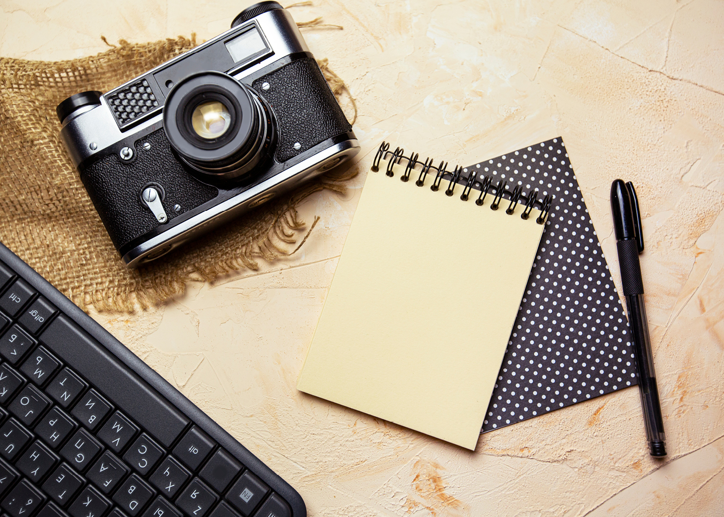 vintage camera and notebook