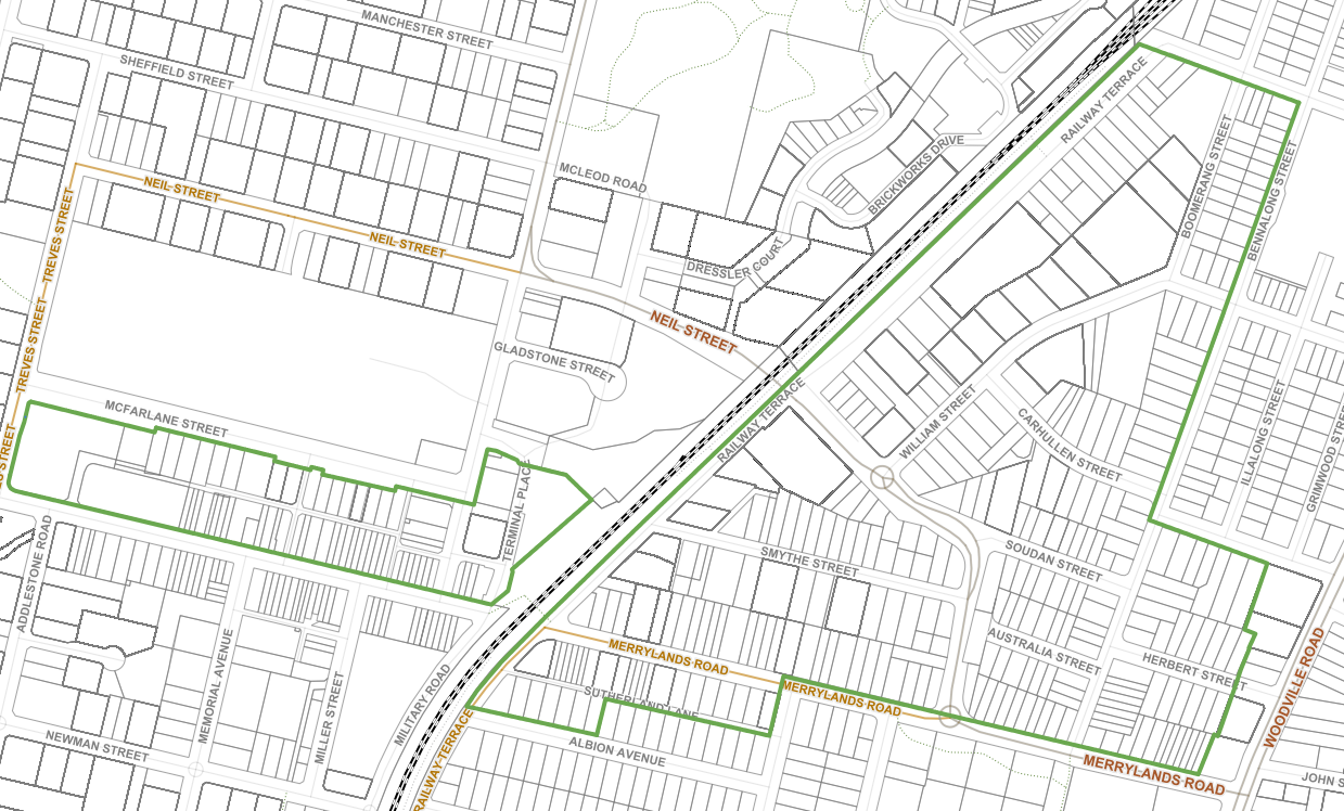 Map of proposed changes to Merrylands Development Control Plan