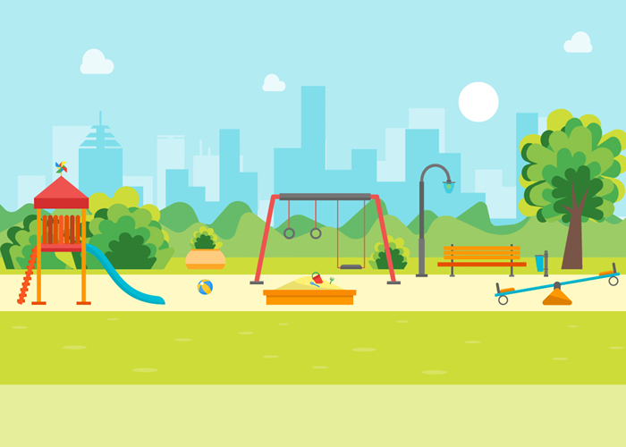 Illustration of children's playground in urban park