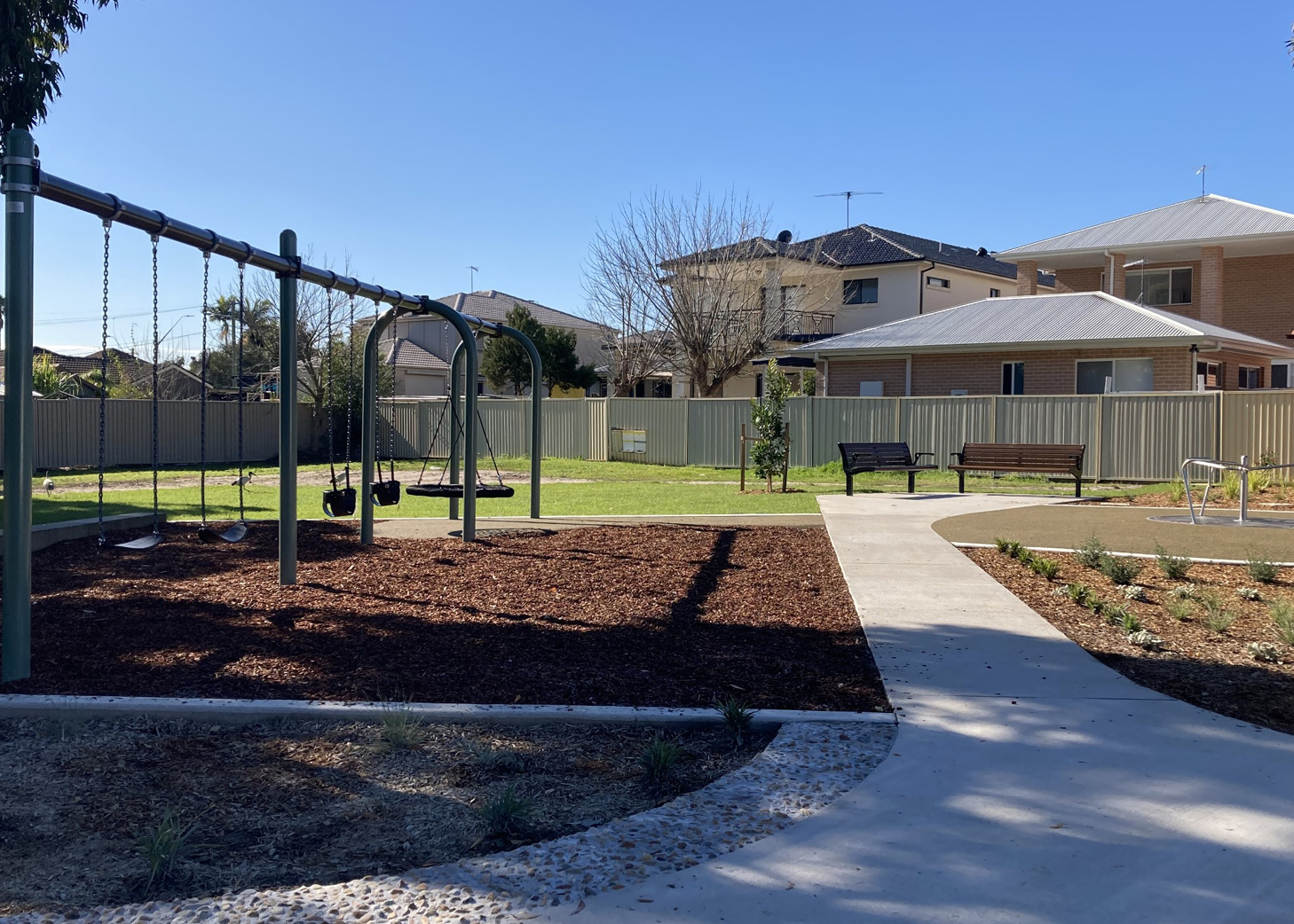 New swings and play area in Webbs Avenue playspace